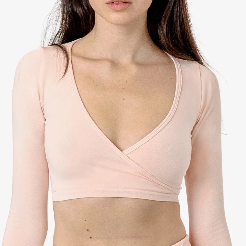 Los Angeles Apparel Ballerina Pink wrap top